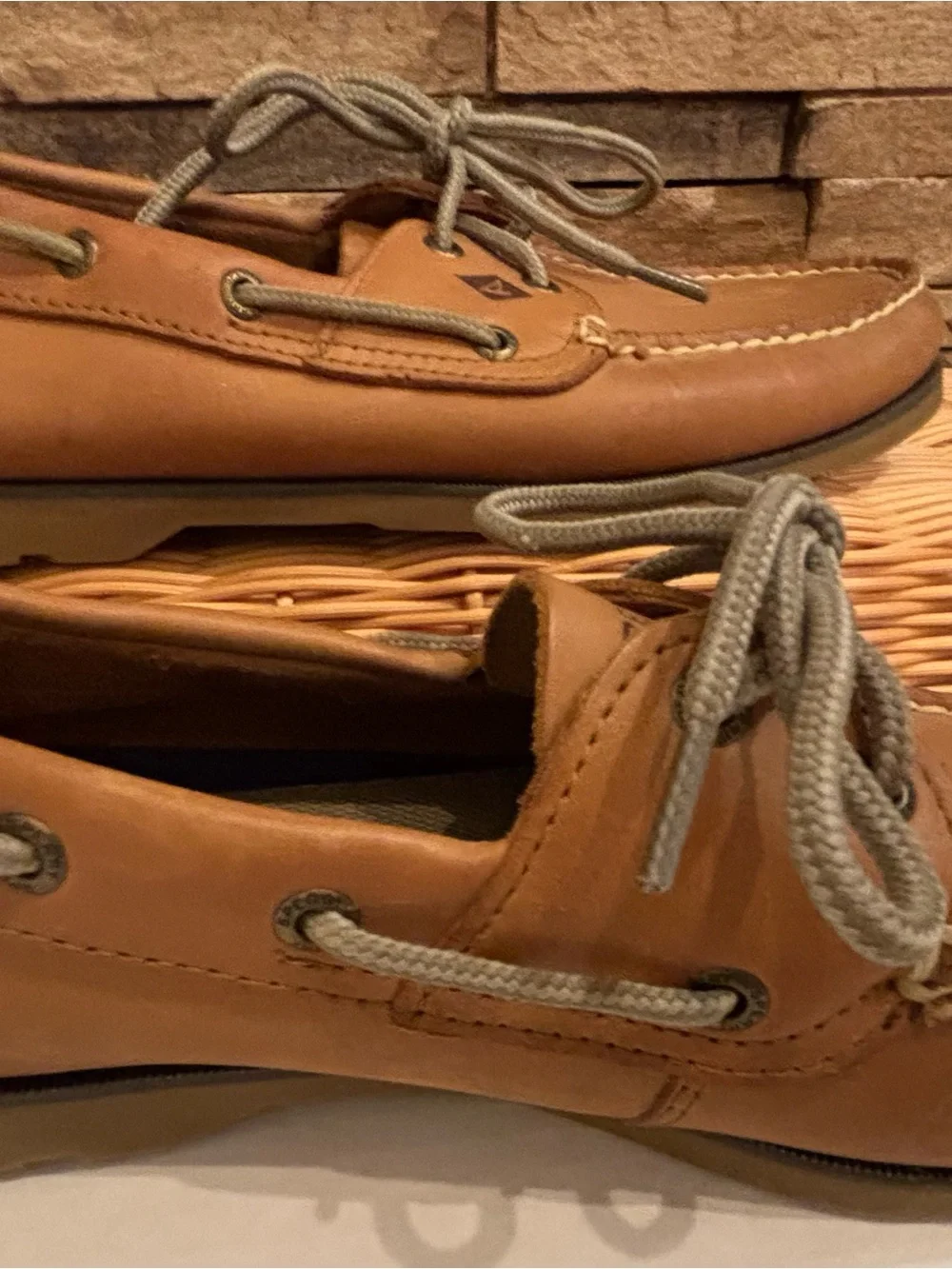 Sperry Men’s Tan Leather Moc Toe Boat Shoes
